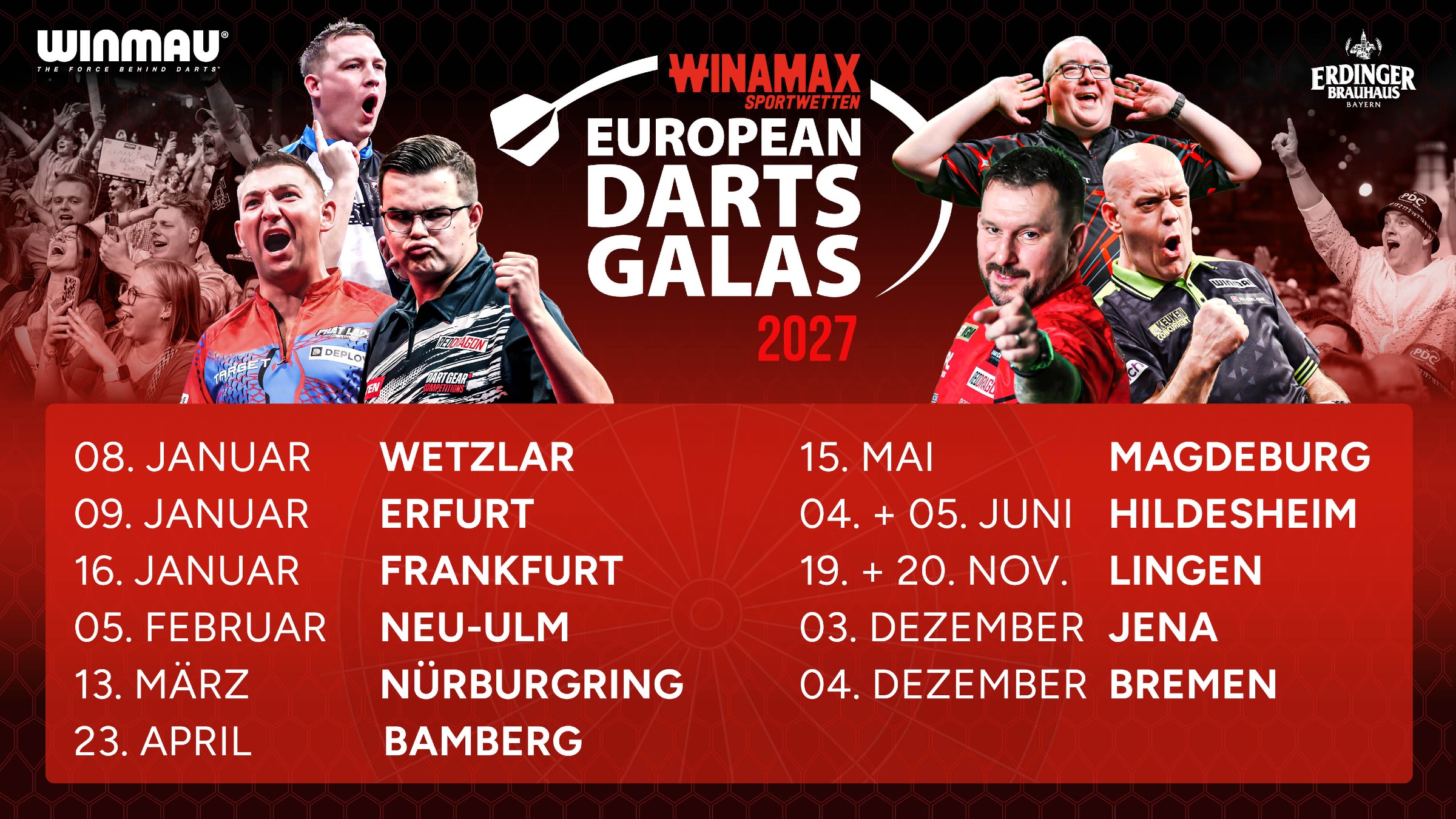 Termine und Orte der PDC European Darts Galas 2027